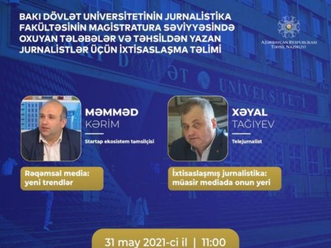Təhsildən yazan jurnalistlər üçün ixtisaslaşma təlimi təşkil olunacaq  