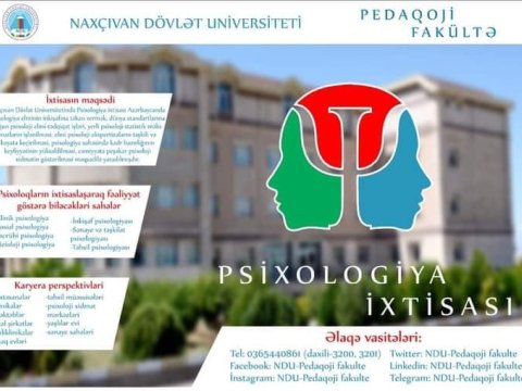 Naxçıvan Dövlət Universitetində “Psixologiya” ixtisası üzrə tələbə qəbulu başlanacaq-Abituriyentlərin nəzərinə