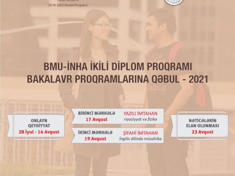 BMU-İNHA ikili diplom proqramına sənəd qəbulu başlayıb