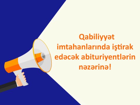 Bu ixtisaslar üzrə qabiliyyət imtahanı verəcək şəxslər buraxılış vərəqələrini çap edə bilər-DİM elan etdi
