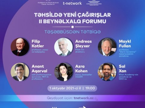  Təhsildə Yeni Çağırışlar II Beynəlxalq Forumu keçiriləcək   
