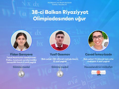 Məktəblilərimizin 38-ci Balkan Riyaziyyat Olimpiadasındakı uğur qazanıb  