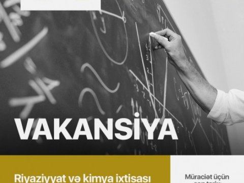 Təhsil İnstitutu riyaziyyat və kimya ixtisası üzrə mütəxəssis vəzifəsinə müsabiqə elan edilir