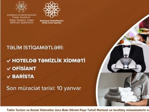 Turizm sahəsi üzrə qısamüddətli təlimlərə müraciətlər qəbul olunur  