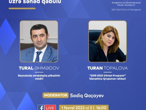 TN:“Xaricdə doktorantura təhsili üzrə sənəd qəbulu” ilə bağlı vebinar keçiriləcək