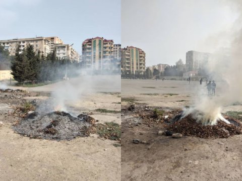 Tullantıların yandırıldığı məktəbin rəhbərliyinə xəbərdarlıq edildi 