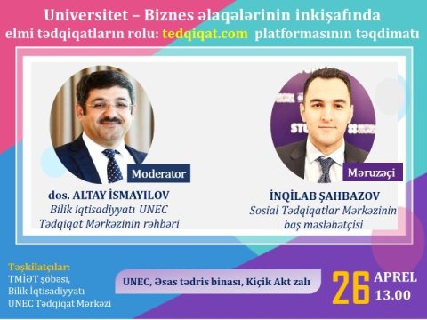 UNEC-də tedqiqat.com platformasının təqdimatı keçiriləcək