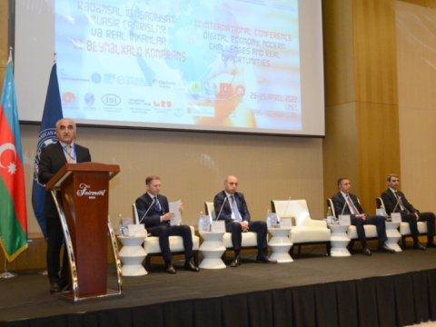 “Rəqəmsal iqtisadiyyat: müasir çağırışlar və real imkanlar” mövzusunda II beynəlxalq konfrans işə başlayıb-FOTOLAR