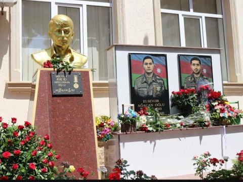 62 saylı məktəb-liseyin şəhid məzunlarının xatirəsinə abidə kompleksi ucaldılıb-FOTO