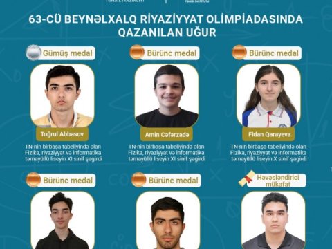  Məktəblilərimiz Beynəlxalq Riyaziyyat Olimpiadasında uğurla çıxış ediblər   