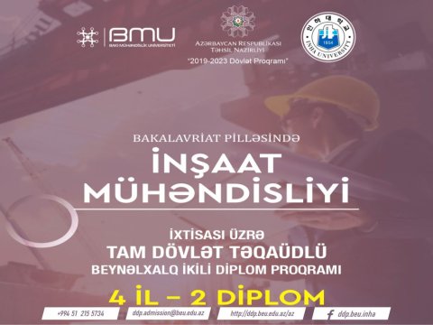 BMU-da inşaat mühəndisliyi ixtisası üzrə ikili diplom proqramı