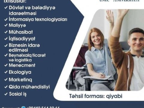 UNEC-də qiyabi təhsil almaq istəyənlərin nəzərinə
