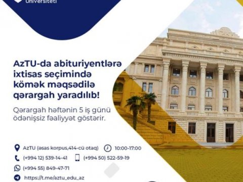 AzTu-ya qəbul olunmaq istəyən abituriyentlərin nəzərinə