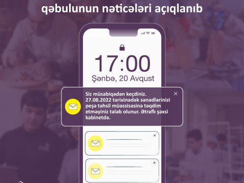 Peşə təhsil müəssisələrinə qəbulun nəticələri AÇIQLANIB