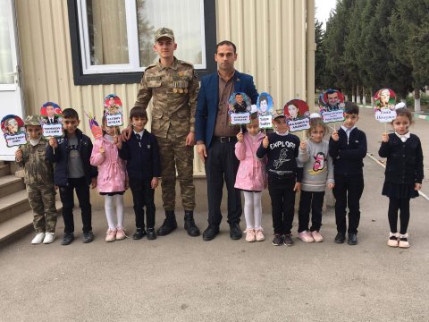 Bərdə məktəbliləri Vətən müharibəsi iştirakçısı ilə görüşüb-FOTO