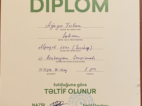 AzTU-nun tələbəsi alpaqut üzrə Azərbaycan çempionu olub