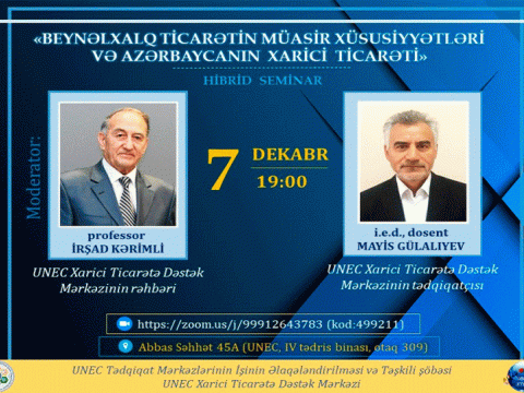 UNEC-də beynəlxalq ticarət mövzusunda seminar keçiriləcək
