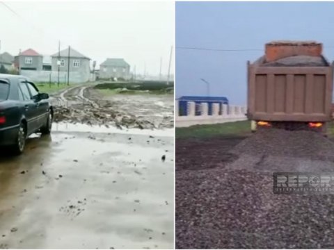 Cəlilabadda bərbad vəziyyətə düşən məktəb yolu bərpa edilib