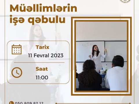Müəllim və namizədlər üçün məşhur liseydə iş imkanı - VAKANSİYA 