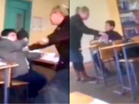 Valideynlər şagirdləri döyən müəllimdən üzr istədilər - VİDEO