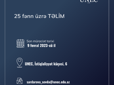 UNEC-də 25 fənn üzrə təlim proqramına start verilir