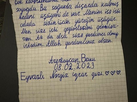 9 yaşlı Bakı məktəblisinin türkiyəli uşaqlara duyğusal MƏKTUBU – FOTO