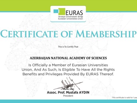 AMEA Avrasiya Universitetlər Birliyinin (EURAS) rəsmi üzvlüyünə qəbul edilib