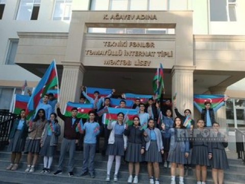 Biləsuvarda Bayraq yürüşü keçirilib