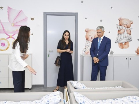 Leyla Əliyeva uşaq bağçasının açılışında olub