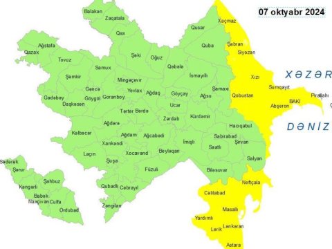 DİQQƏT: Sarı xəbərdarlıq elan edildi&nbsp;