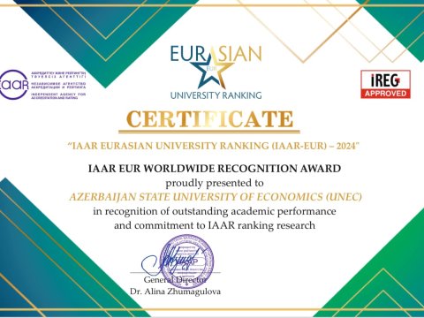 UNEC &ldquo;Mükəmməl akademik performans&rdquo; mükafatına layiq görülüb