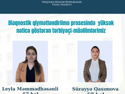 Naxçıvanda diaqnostik qiymətləndirmədən yüksək bal TOPLAYANLAR