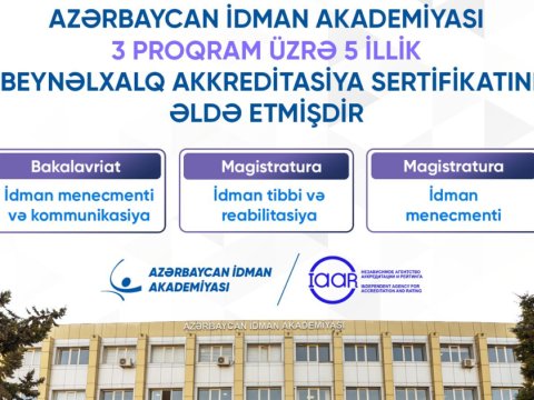 Azərbaycan İdman Akademiyasının proqramları beynəlxalq akkreditasiyadan keçib