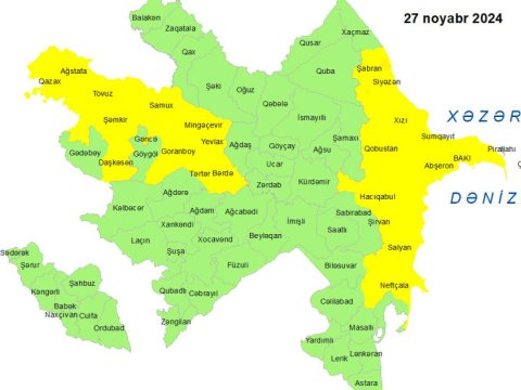 Bu ərazilərdə ehtiyatlı olun:&nbsp;Güclü külək OLACAQ&nbsp;