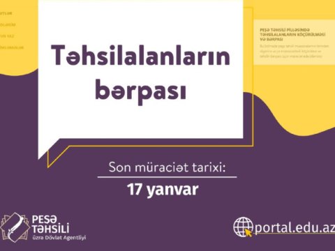 Peşə təhsili müəssisələrinə bərpa olmaq istəyənlərin nəzərinə