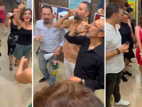 Müəllimlər məktəbdə içki məclisi təşkil etdi - VİDEO