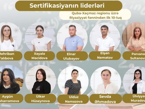 Quba-Xaçmaz regionu üzrə “Sertifikasiyanın liderləri”- Riyaziyyat fənnindən ilk 10-luq