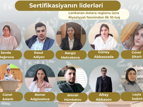 Lənkəran-Astara regionu üzrə “Sertifikasiyanın liderləri”- Riyaziyyat fənnindən ilk 10-luq 