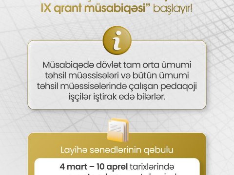 Təhsildə inkişaf və innovasiyalar üzrə IX qrant müsabiqəsinə qeydiyyat davam edir&nbsp;