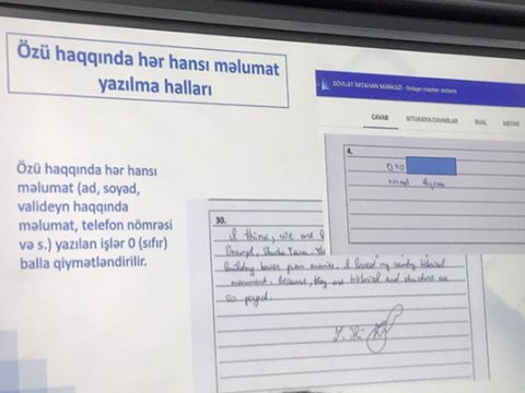 Cavab əvəzinə öz nömrəsini yazdı 