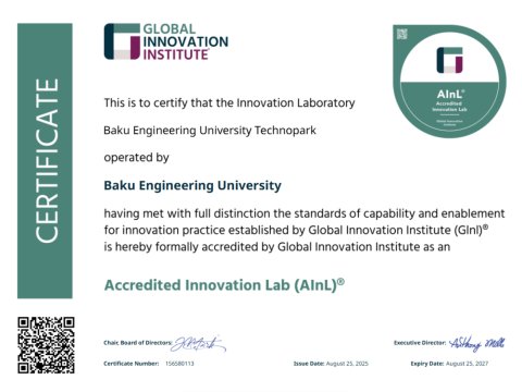 BMU Texnoparkı &ldquo;Innovation Lab&rdquo; sertifikatına layiq görülüb