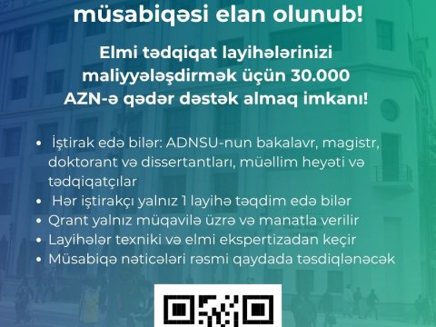 ADNSU-da daxili qrantların verilməsi ilə bağlı yeni qaydalar təsdiqlənib