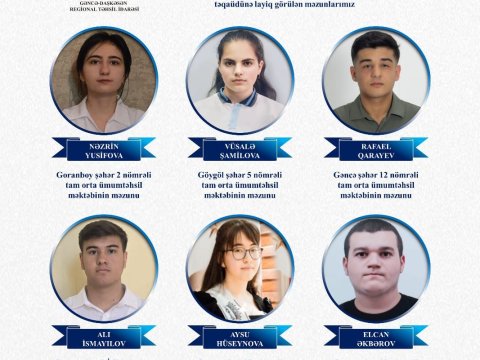 Gəncə-Daşkəsəndə 6 məzun Prezident təqaüdünə layiq görülüb