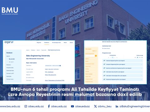 BMU-nun 6 ixtisası Avropa Reyestrinə daxil edilib