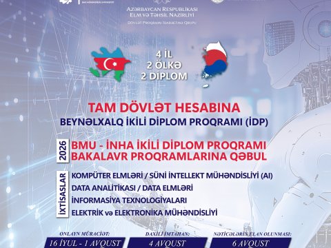 BMU-İNHA ikili diplom proqramına qəbul başlayır