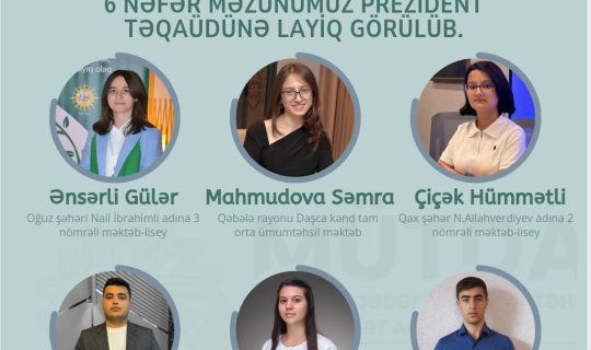 Şimal-qərb bölgəsi üzrə 6 məzun Prezident təqaüdünə layiq görülüb