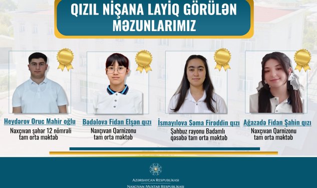 Naxçıvanda 4 məzun qızıl nişana layiq görülüb - FOTOLAR