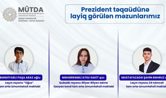 Şərqi-Zəngəzurun 3 məzunu&nbsp;Prezident təqaüdü aldı