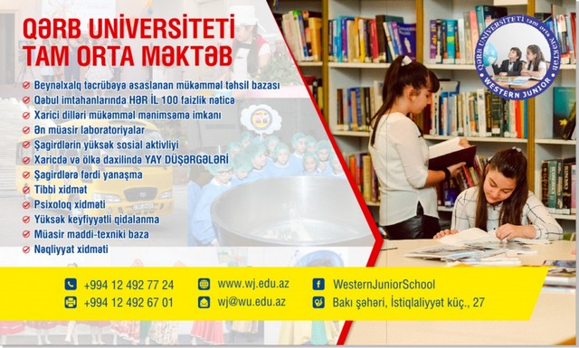 Qərbi Kaspi Universitetinin tam orta məktəbindən 100 % nəticə    