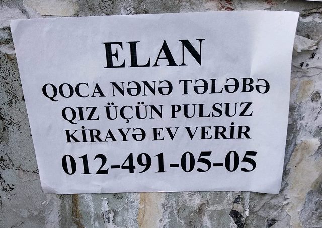 Şuşalı nənə özünə hayan axtarır - “Bir qız gəlsin pulsuz qalsın evimdə” - Kirayə ELANI    